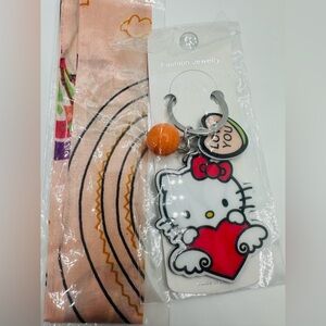 Hello Kitty Bag Charm Keychain and purse twill scarf